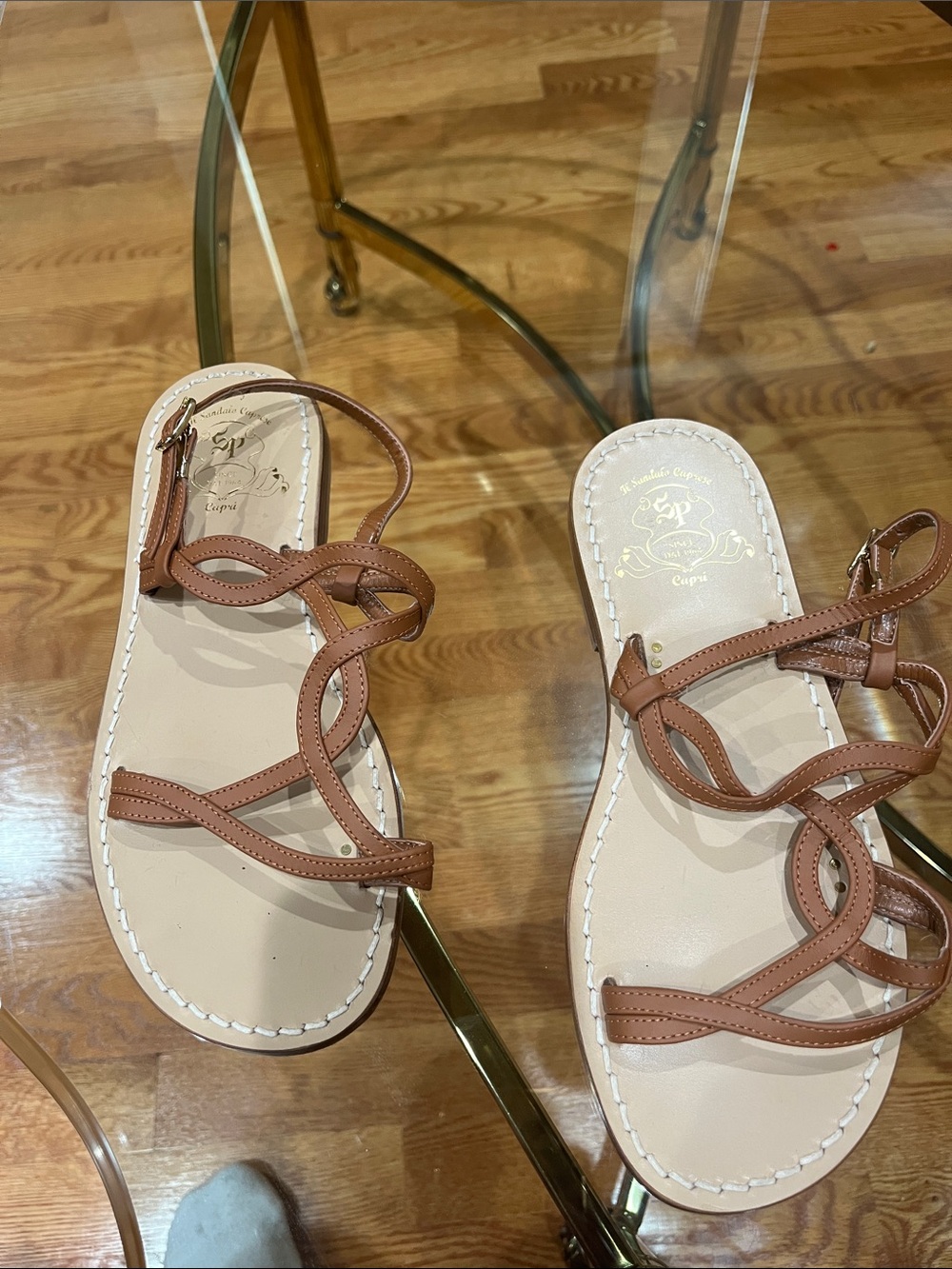 Vero Cuoio Tan Leather Loop-Strap Sandals